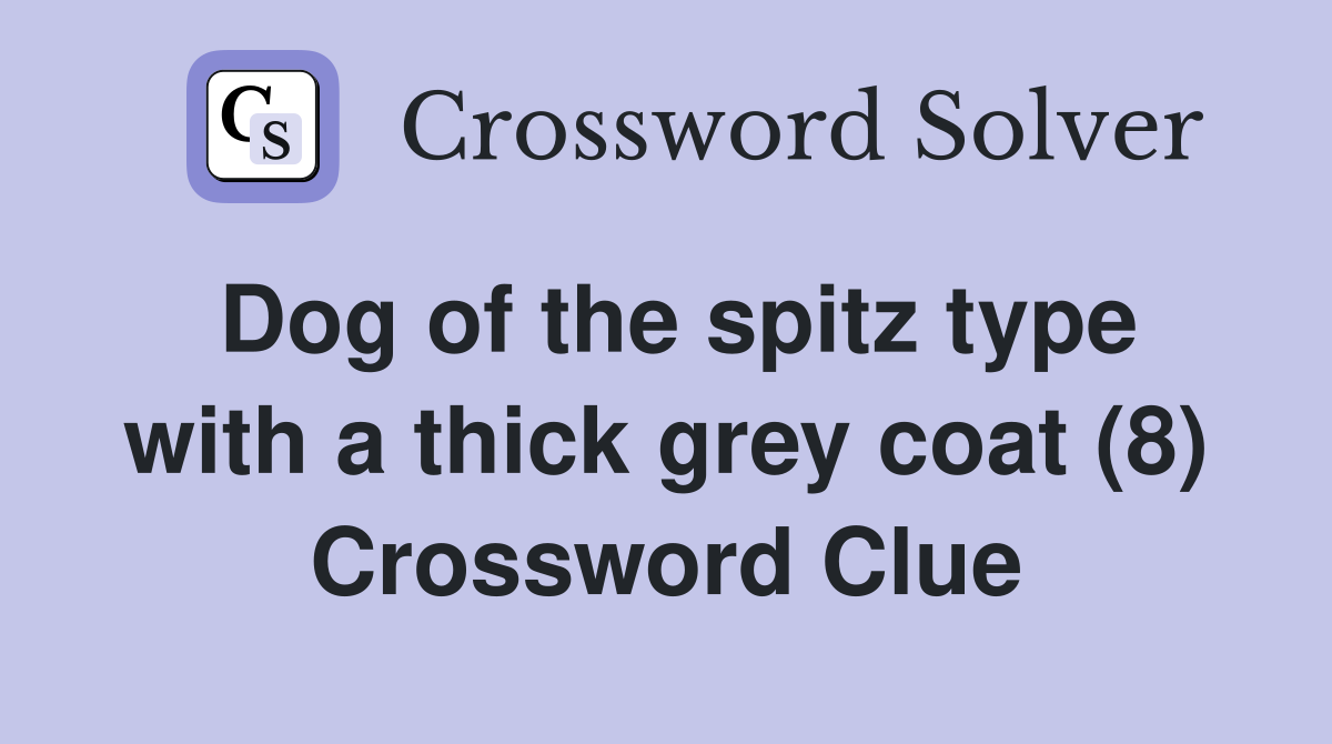 Dog of the spitz type with a thick grey coat (8) Crossword Clue